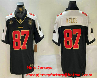 Men's Kansas City Chiefs #87 Travis Kelce Black Gold Thanksgiving FUSE Vapor Jersey