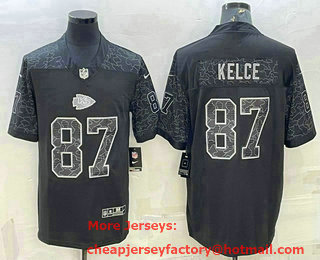 Men's Kansas City Chiefs #87 Travis Kelce Black Reflective Limited Stitched Football Jersey