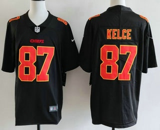 Men's Kansas City Chiefs #87 Travis Kelce Limited Black Fashion Vapor Jersey