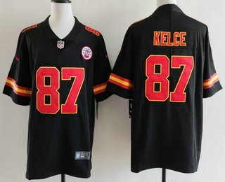 Men's Kansas City Chiefs #87 Travis Kelce Limited Black Vapor Jersey