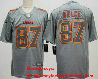 Men's Kansas City Chiefs #87 Travis Kelce Limited Gray Atmosphere Vapor Jersey