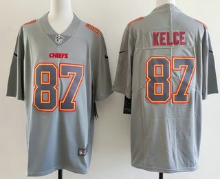 Men's Kansas City Chiefs #87 Travis Kelce Limited Grey Fashion Vapor Jersey