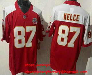 Men's Kansas City Chiefs #87 Travis Kelce Limited Red Thanksgiving FUSE Vapor Jersey