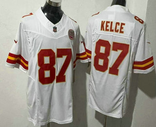 Men's Kansas City Chiefs #87 Travis Kelce Limited White FUSE Vapor Jersey