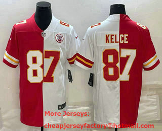 Men's Kansas City Chiefs #87 Travis Kelce Red White Two Tone Vapor Untouchable Stitched Limited Jersey