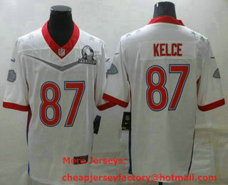Men's Kansas City Chiefs #87 Travis Kelce White 2022 Pro Bowl Vapor Untouchable Stitched Limited Jersey