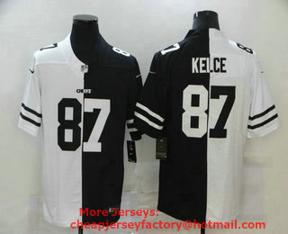 Men's Kansas City Chiefs #87 Travis Kelce White Black Peaceful Coexisting 2020 Vapor Untouchable Stitched NFL Nike Limited Jersey