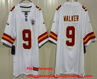 Men's Kansas City Chiefs #9 Kenneth Walker III Limited White Vapor Jersey