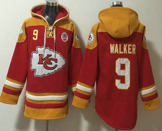Men's Kansas City Chiefs #9 Kenneth Walker Red Lace Up Pullover Hoodie