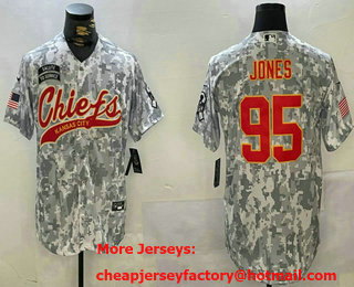 Men's Kansas City Chiefs #95 Chris Jones Arctic Camo 2024 Salute to Service Stitched Baseball Jersey