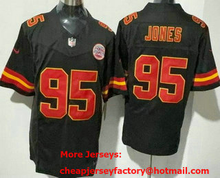 Men's Kansas City Chiefs #95 Chris Jones Limited Black FUSE Vapor Jersey