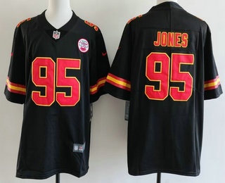 Men's Kansas City Chiefs #95 Chris Jones Limited Black Vapor Jersey