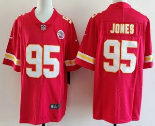 Men's Kansas City Chiefs #95 Chris Jones Limited Red Vapor Jersey