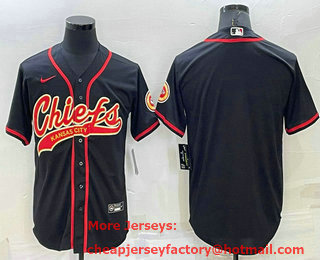 Men's Kansas City Chiefs Blank Black Stitched MLB Cool Base Nike Baseball Jersey