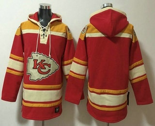 Men's Kansas City Chiefs Blank Red Lace Up Pullover Hoodie
