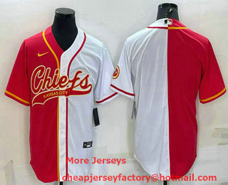 Men's Kansas City Chiefs Blank Red White Two Tone With Patch Cool Base Stitched Baseball Jersey