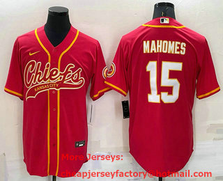 Men's Kansas City Chiefs #15 Patrick Mahomes Red Stitched Cool Base Nike Baseball Jersey