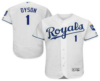 Men's Kansas City Royals #1 Jarrod Dyson White Flexbase 2016 MLB Player Jersey