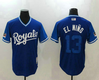 Men's Kansas City Royals #13 Salvador Perez El Nino Majestic Royal-Light Blue 2018 Players' Weekend Authentic Jersey
