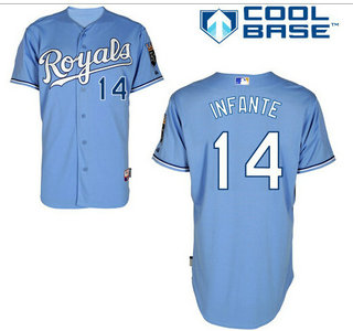 Men's Kansas City Royals #14 Omar Infante light Blue Jersey