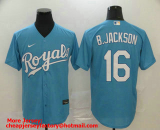 Men's Kansas City Royals #16 Bo Jackson Light Blue Stitched MLB Cool Base Nike Jersey