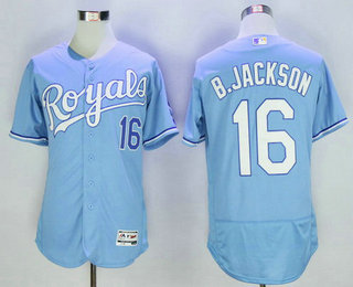 Men's Kansas City Royals #16 Bo Jackson Retired Light Blue 2016 Flexbase Baseball Jersey