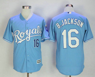 Men's Kansas City Royals #16 Bo Jackson Retired Light Blue Stitched MLB Cool Base Jersey
