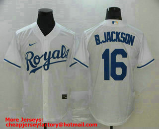Men's Kansas City Royals #16 Bo Jackson White Stitched MLB Cool Base Nike Jersey