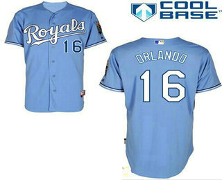 Men's Kansas City Royals #16 Paulo OrlandoPowder Bue Atlantic Blue Authentic Cool Base Jersey