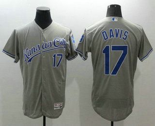 Men's Kansas City Royals #17 Wade Davis Gray Road 2016 Flexbase Baseball Jersey
