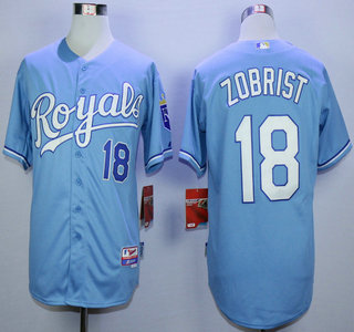 Men's Kansas City Royals #18 Ben Zobrist Alternate Light Blue MLB Cool Base Jersey
