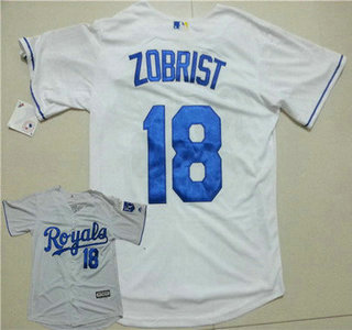 Men's Kansas City Royals #18 Ben Zobrist Home White 2015 MLB Cool Base Jersey