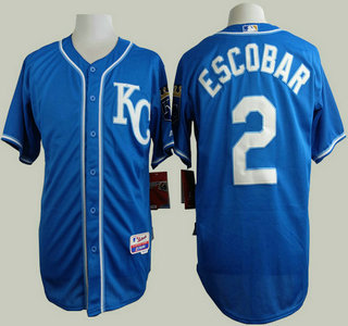 Men's Kansas City Royals #2 Alcides Escobar Navy Blue Jersey