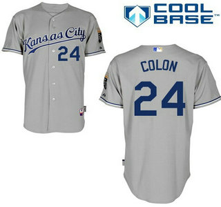 Men's Kansas City Royals #24 Christian Colon Gray Jersey