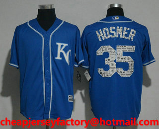 Men's Kansas City Royals #35 Eric Hosmer Royal Blue 2017 Spring Training Stitched MLB Cool Base Jersey