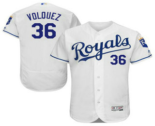 Men's Kansas City Royals #36 Edinson Volquez White Flexbase 2016 MLB Player Jersey