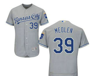 Men's Kansas City Royals #39 Kris Medlen Away Gray Cool Base Jersey