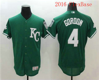Men's Kansas City Royals #4 Alex Gordon Green Celtic Flexbase Authentic Collection Player Jersey