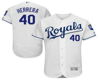 Men's Kansas City Royals #40 Kelvin Herrera White Flexbase 2016 MLB Player Jersey