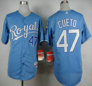 Men's Kansas City Royals #47 Johnny Cueto Alternate Light Blue MLB Cool Base Jersey