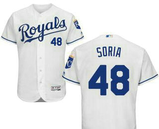 Men's Kansas City Royals #48 Joakim Soria Home White Cool Base Baseball Jersey