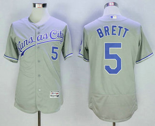Men's Kansas City Royals #5 George Brett Retired Gray Road 2016 Flexbase Baseball Jersey
