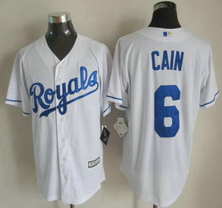 Men's Kansas City Royals #6 Lorenzo Cain 2015 White Jersey