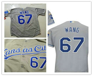 Men's Kansas City Royals #67 Chien-Ming Wang Gray Road Stitched Baseball Jersey