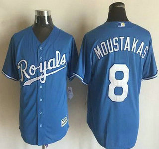 Men's Kansas City Royals #8 Mike Moustakas Alternate Light Blue 2015 MLB Cool Base Jersey