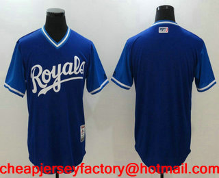 Men's Kansas City Royals Blank Royal 2017 Little League World Series Players Weekend Stitched Nickname Jersey