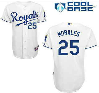Men's Kansas City Royals jersey #25 Kendrys Morales White Jersey