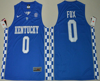 Men's Kentucky Wildcats #0 De'Aaron Fox Royal Blue 2016 College Basketball Swingman Jersey