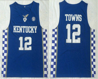 Men's Kentucky Wildcats #12 Karl-Anthony Towns Blue High School Backetball Jersey