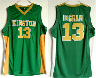 Men's Kinston High School #13 Brandon Ingram Green Retro Swingman Stitched Basketball Jersey
